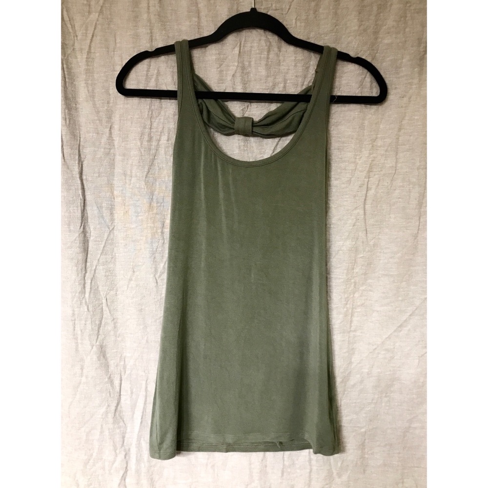 EMMA & SAM Olive Green Tank w/ Open Bow Back